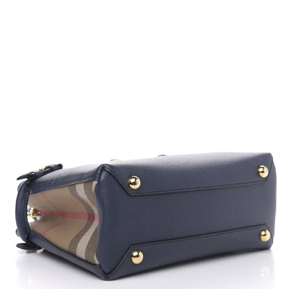Burberry Grainy Calfskin House Check Small Banner Tote Midnight Blue 4 of 11