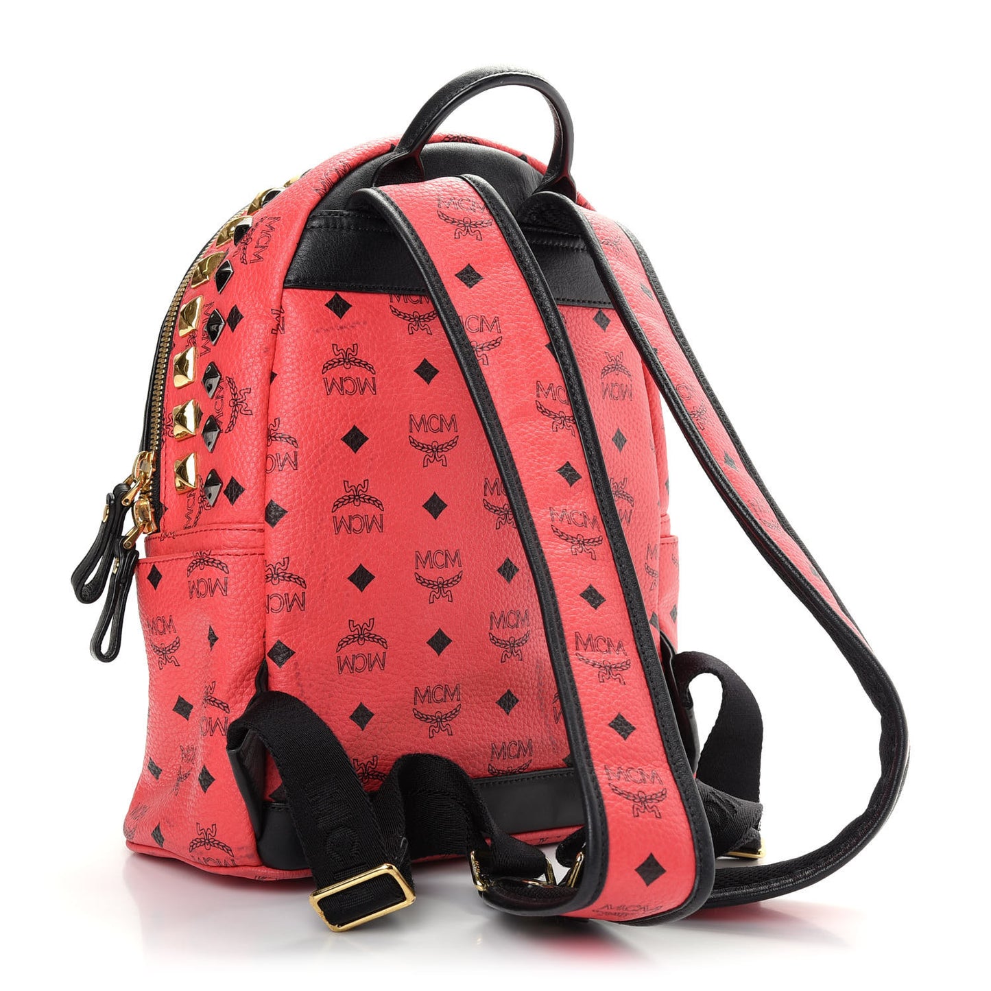 Visetos Studded Colorblock Small Stark Brock Backpack Coral Black