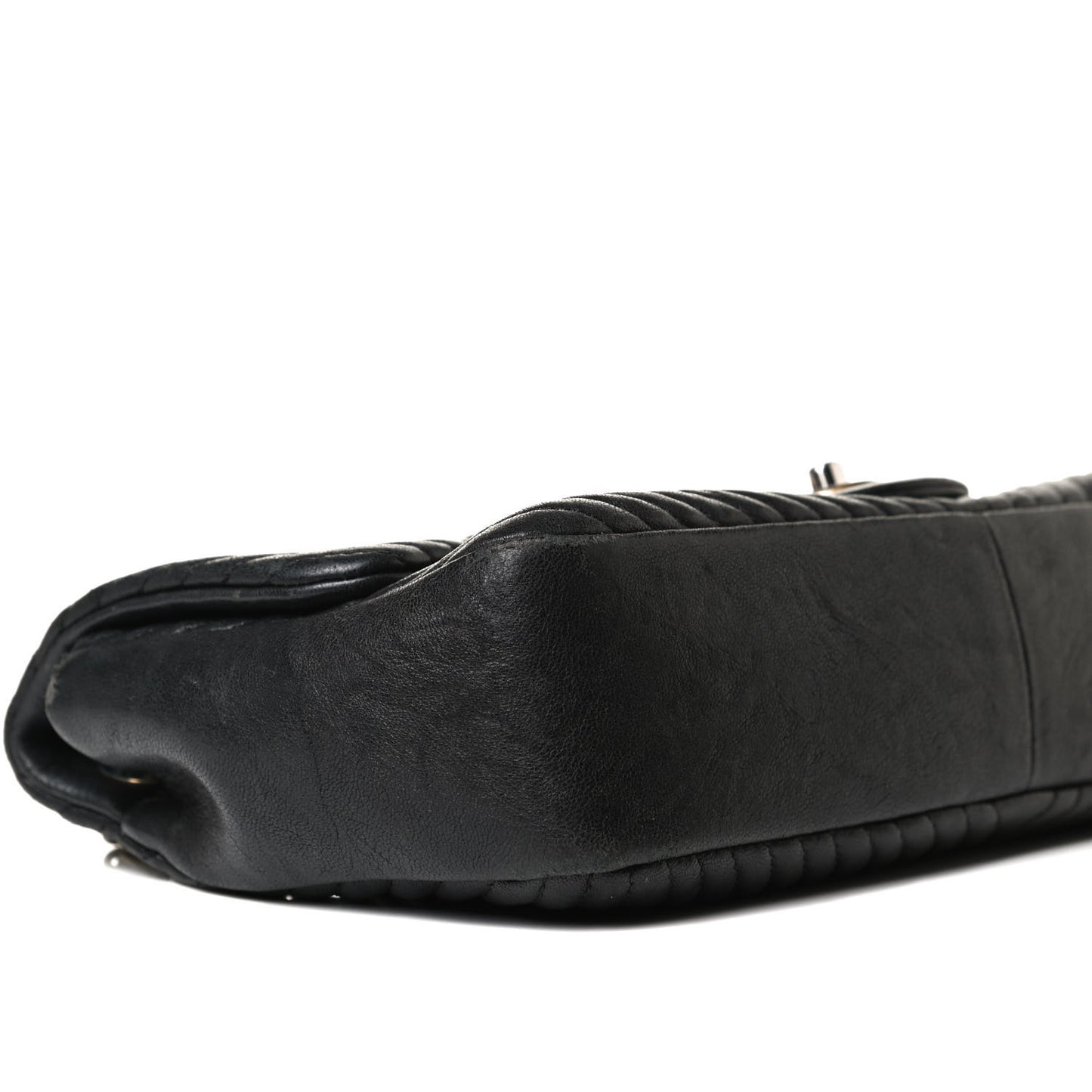 Calfskin Surpique Chevron Small Flap Black