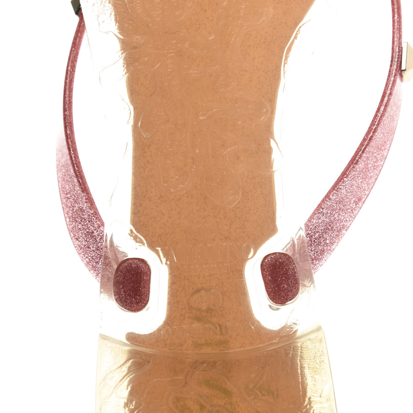 PVC Jelly Glitter Rockstud Bow Thong Sandals 40 Pink