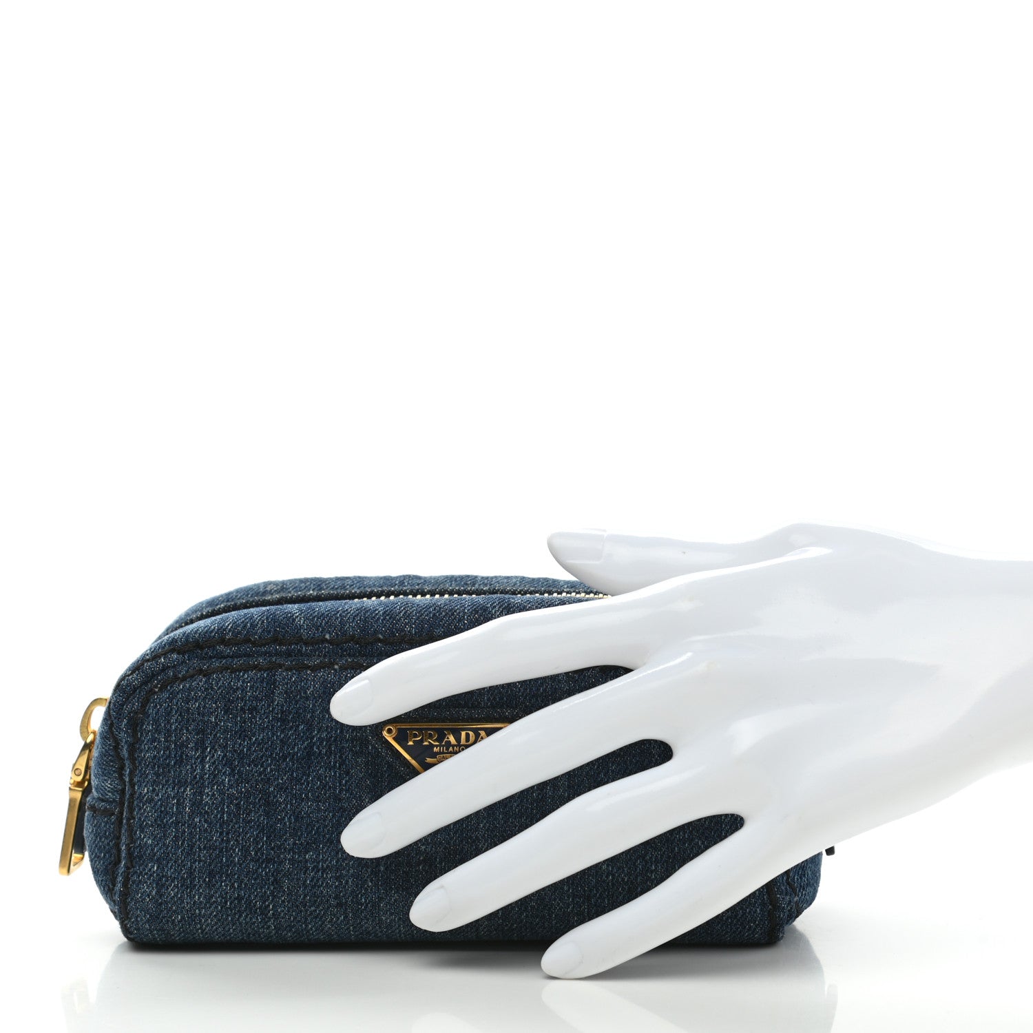 Prada Denim Cosmetic Pouch Bleu 2 of 7