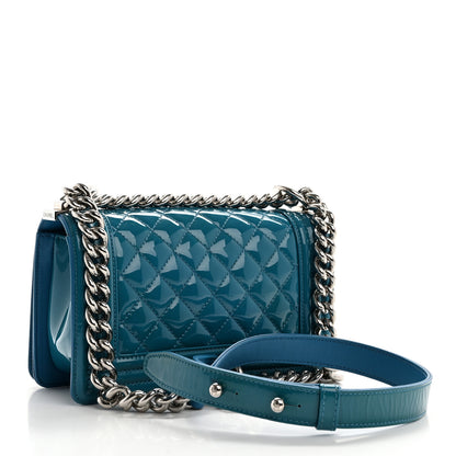 Chanel Patent Calfskin Quilted Small Plexiglass Boy Flap Blue 3 of 10