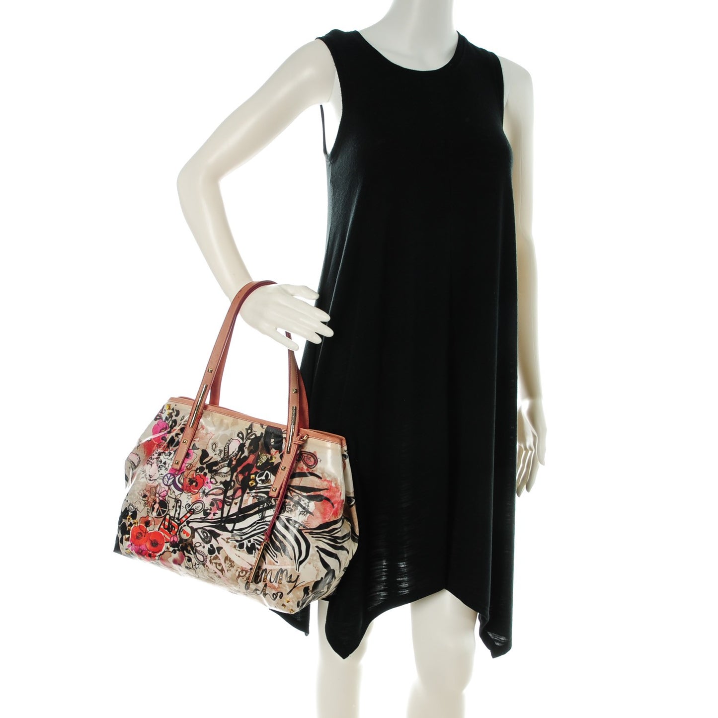 Glazed Canvas Printed Scarlet Tote Multicolor