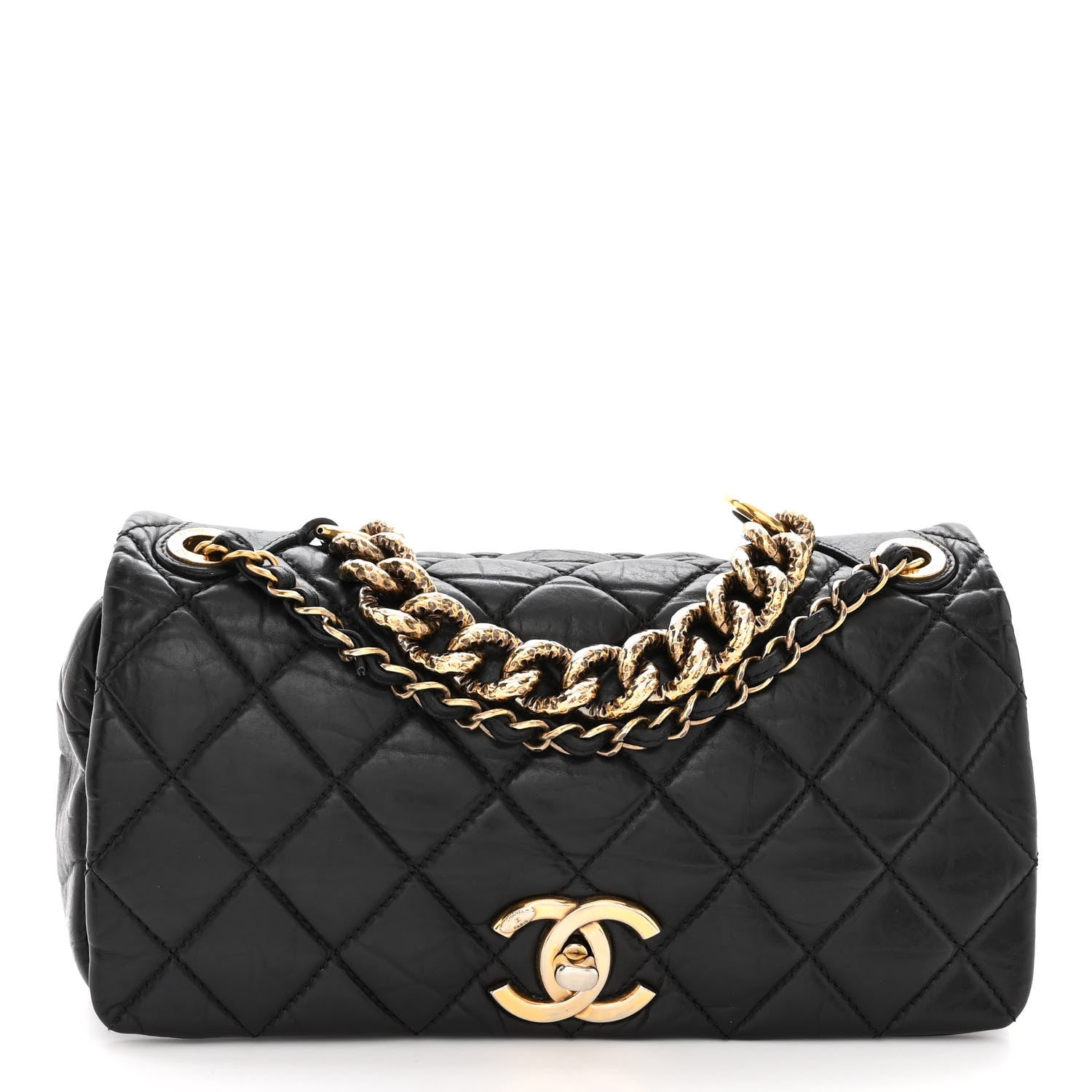 Chanel Aged Calfskin Quilted Medium Pondichery Flap Black 1 of 10