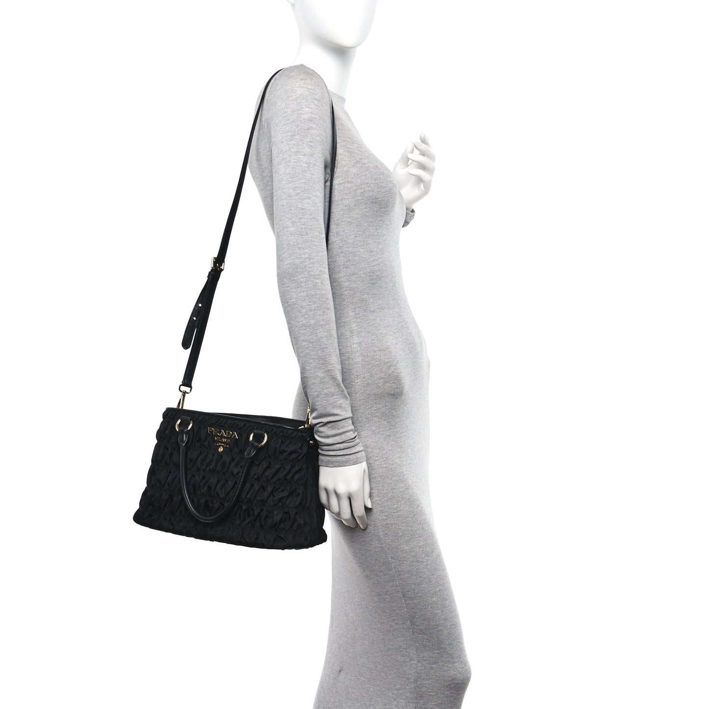 Tessuto Nylon Gaufre Small Tote Black