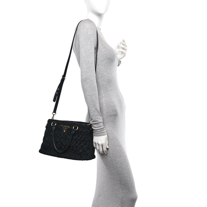 Prada Tessuto Nylon Gaufre Small Tote Black 2 of 9