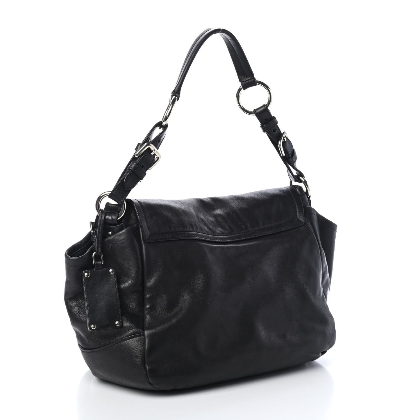 Soft Calf Flap Shoulder Bag Black