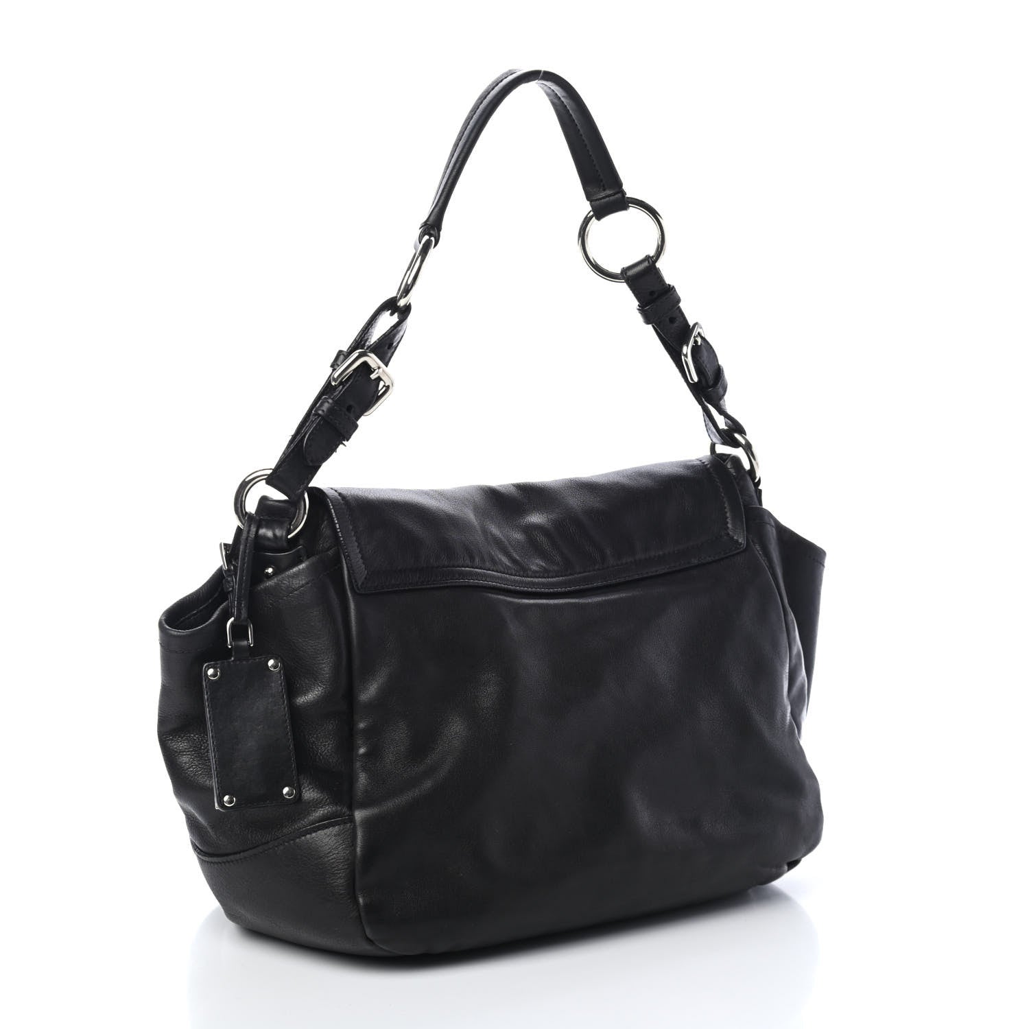 Prada Soft Calf Flap Shoulder Bag Black 2 of 4