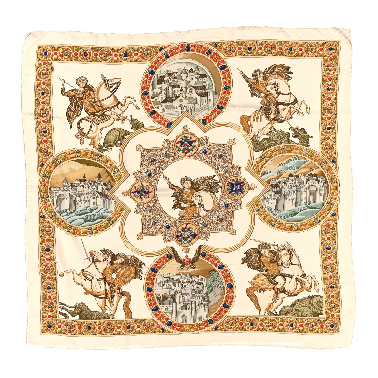 Hermes Silk Le Triomphe Du Paladin Scarf 90 1 of 5