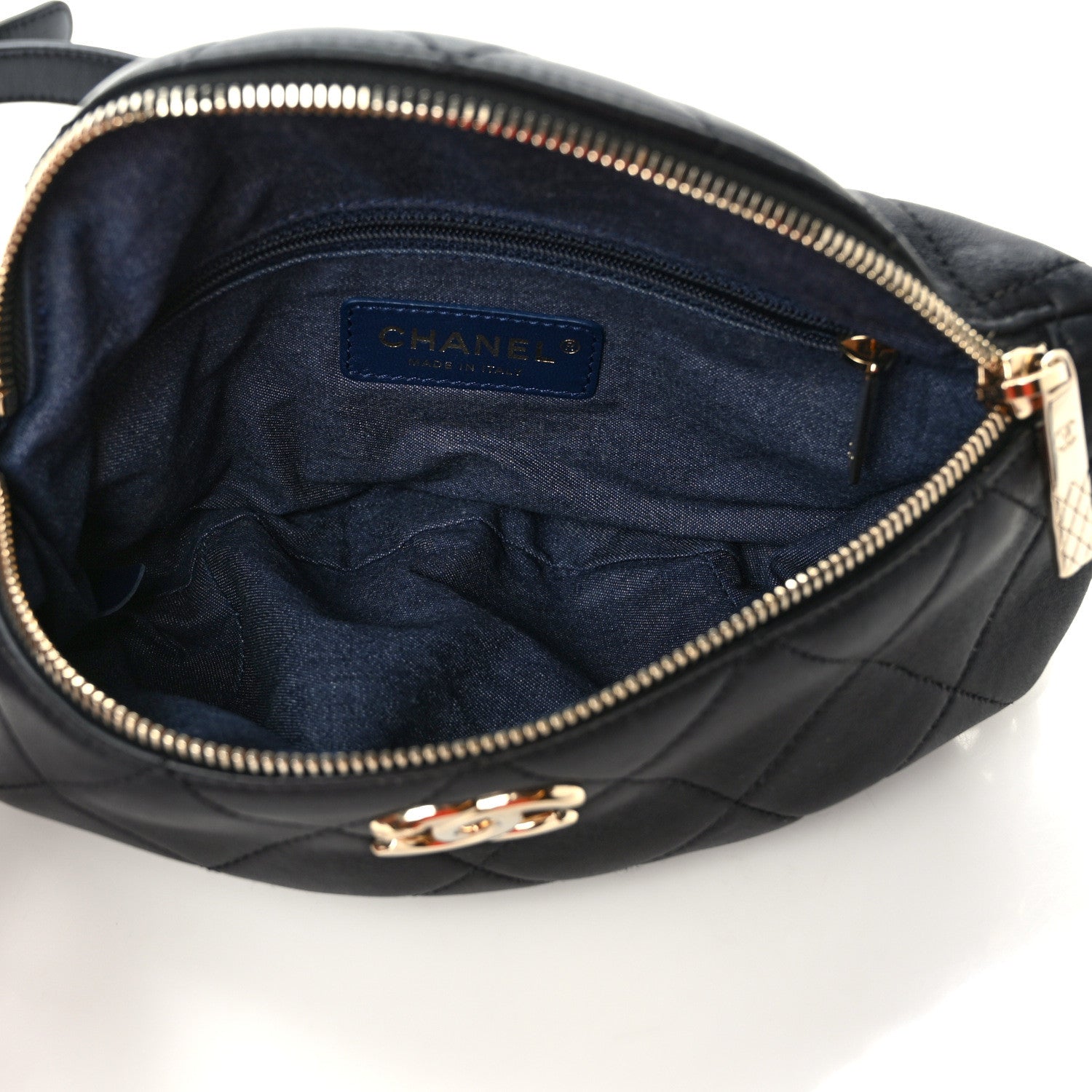 Chanel Lambskin Quilted Resin Bi-Color Waist Bag Fanny Pack Black 5 of 9