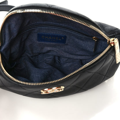 Chanel Lambskin Quilted Resin Bi-Color Waist Bag Fanny Pack Black 5 of 9