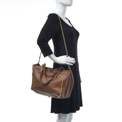 Valentino Garavani Vitello Medium Rockstud Tote Dark Noisette 2 of 12
