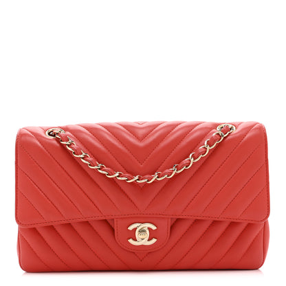 Chanel Lambskin Chevron Quilted Medium Double Flap Red 1 of 10