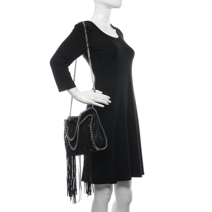 Stella McCartney Shaggy Deer Studded Fringe Mini Falabella Tote Black 2 of 8