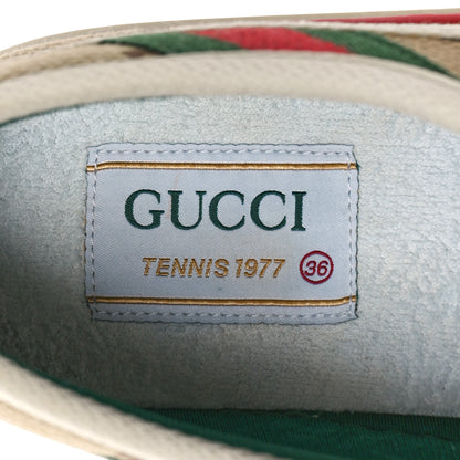Gucci Monogram Jumbo GG Web Womens 1977 Tennis Velcro Strap Sneakers 36 Camel Ebony Mystic White 9 of 10