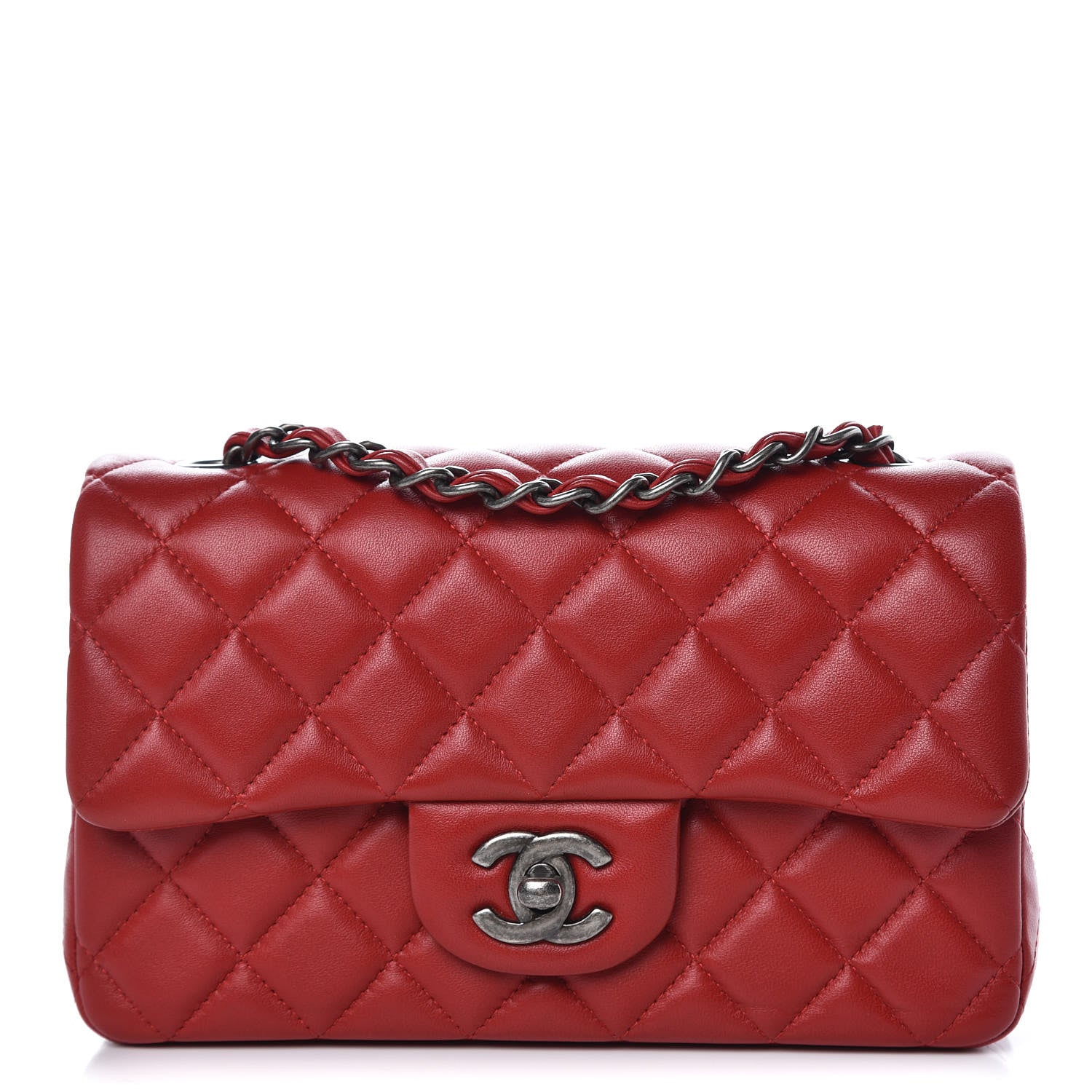 Chanel Lambskin Quilted Mini Rectangular Flap Red 1 of 8