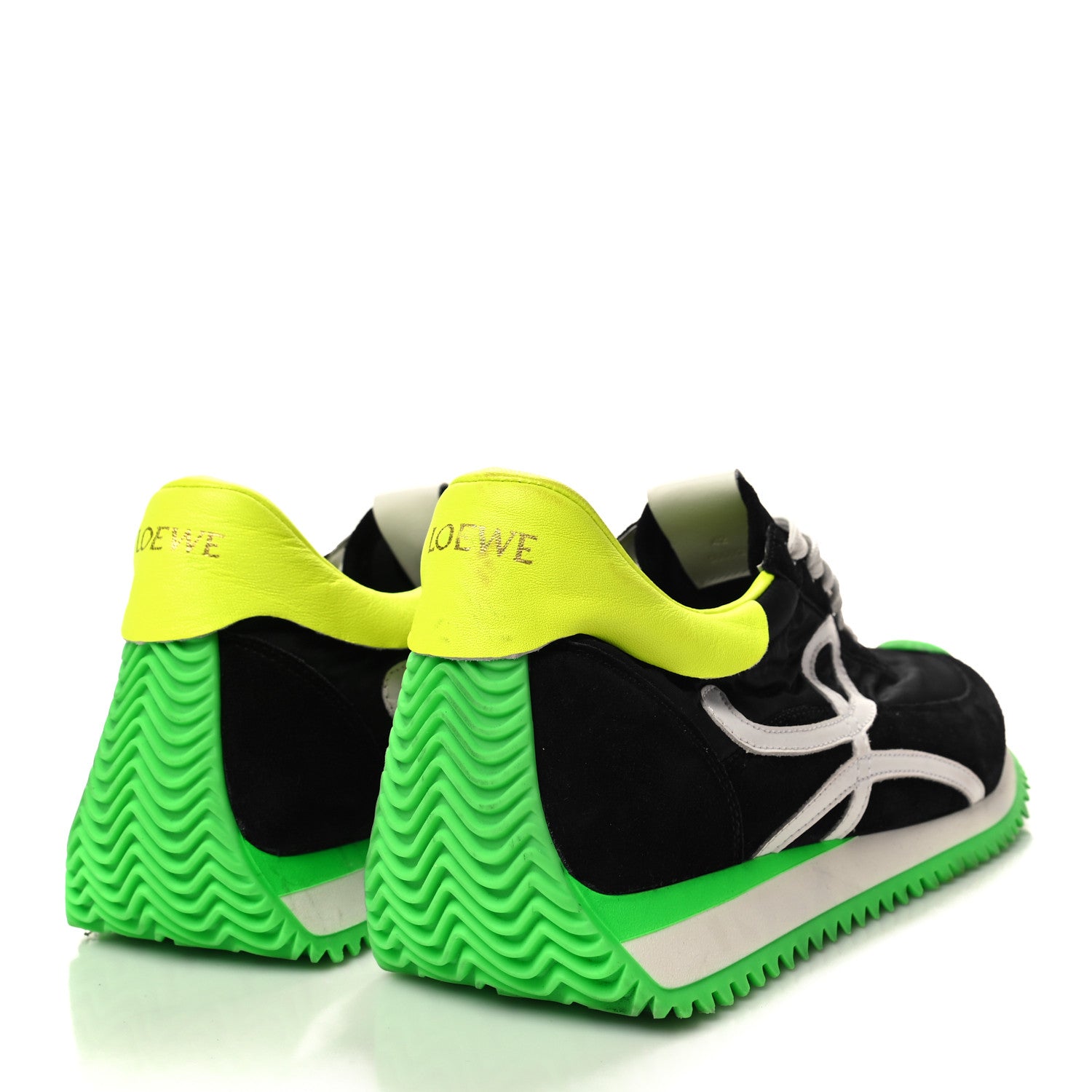 Loewe Suede Nylon Flow Runner Sneakers 42 Black Neon Green 4 of 11