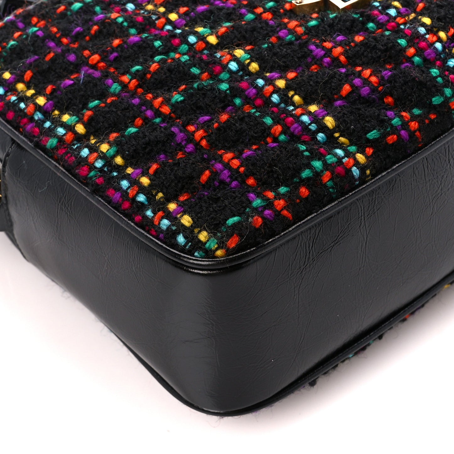 Tweed Calfskin Monogram Lou Camera Bag Black