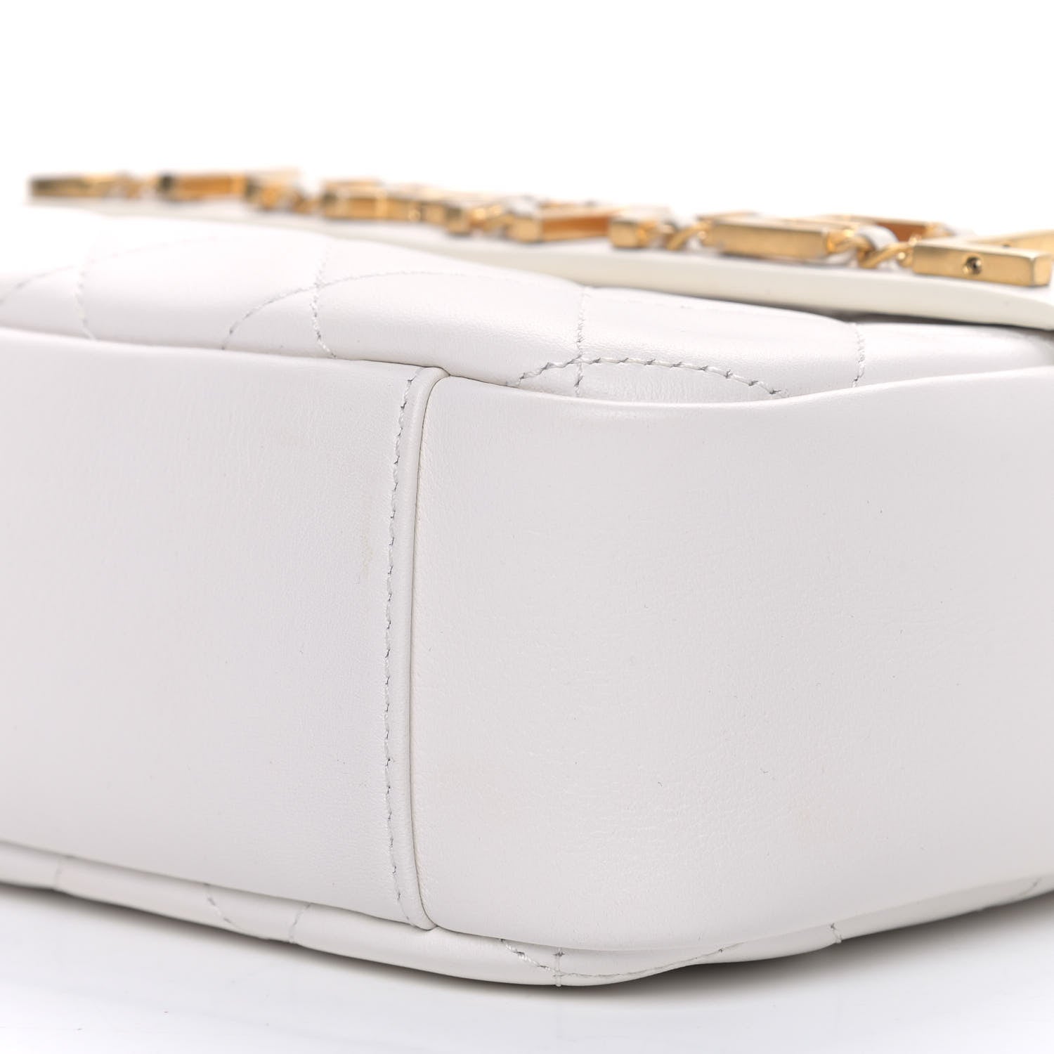 Chanel Calfskin Quilted Enchained Camera Case Bag White 9 of 9