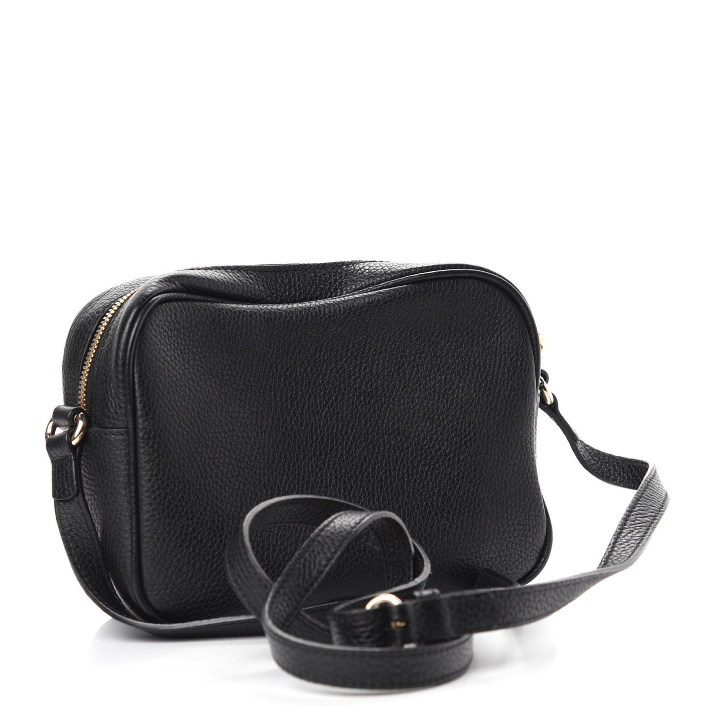 Pebbled Calfskin Small Soho Disco Bag Black