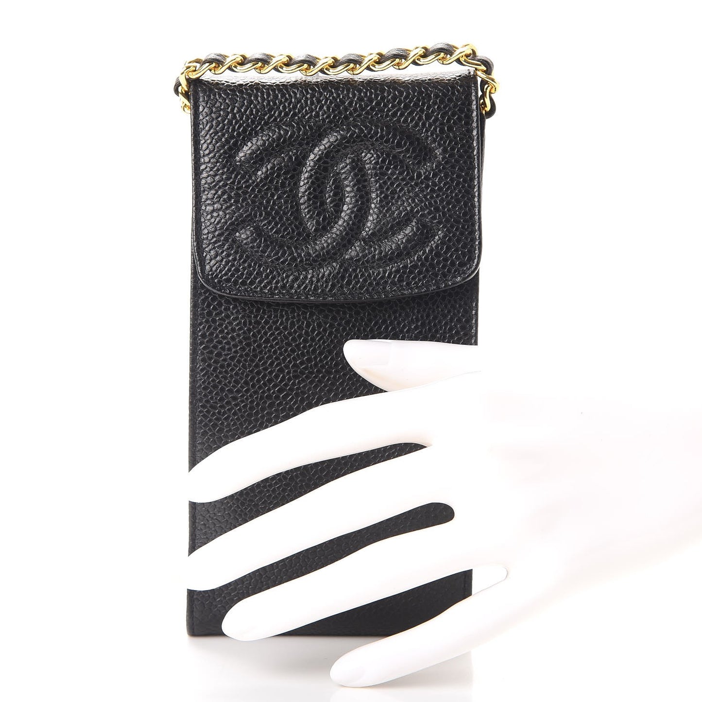 Caviar CC Phone Holder Crossbody Black