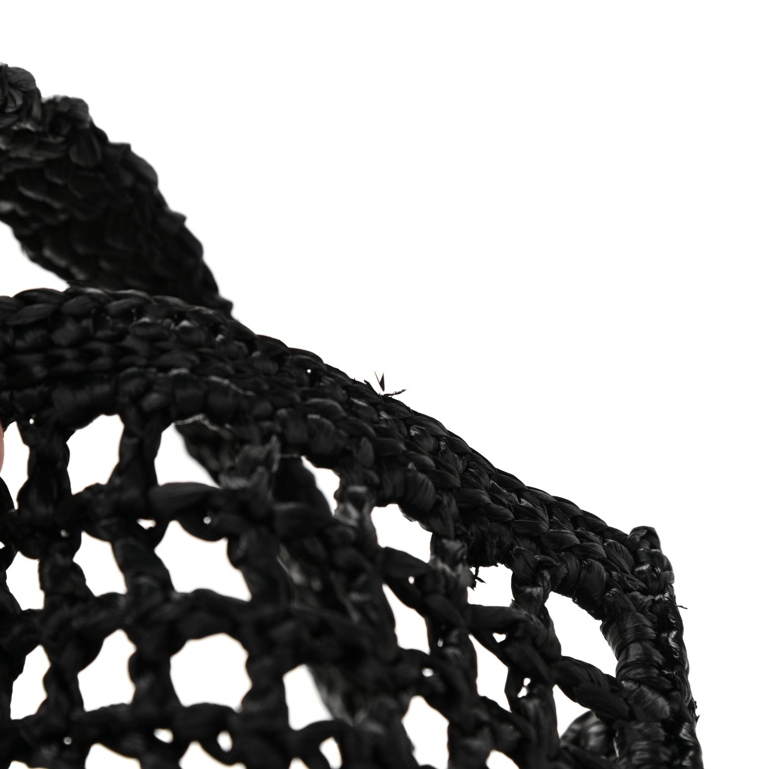 Prada Yarn Raffia Effect Crochet Logo Embroidered Tote Bag Black 10 of 10