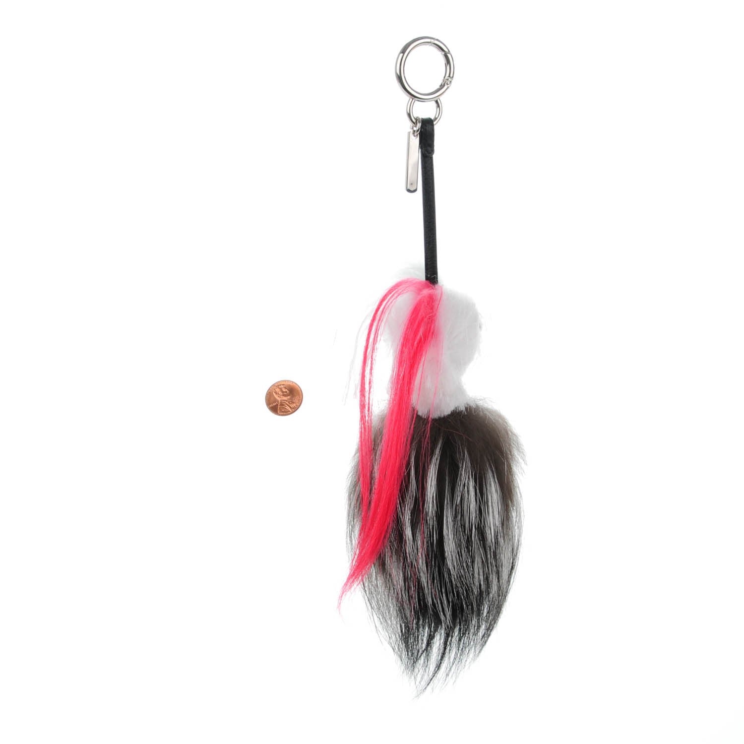Fendi Mink Fox Goat Fur Mini Karlito Bag Charm Pink 2 of 4