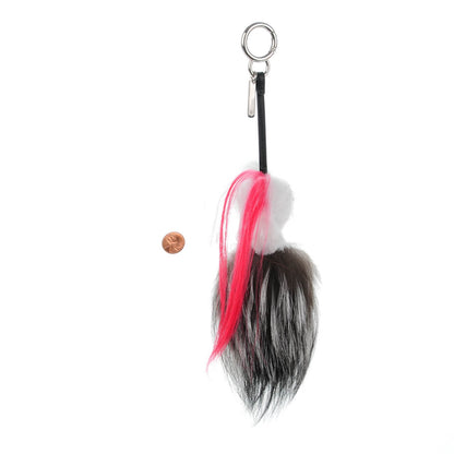 Fendi Mink Fox Goat Fur Mini Karlito Bag Charm Pink 2 of 4
