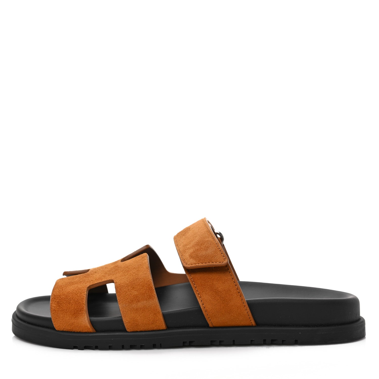 Hermes Suede Goatskin Womens Chypre Sandals 38.5 Naturel 1 of 9