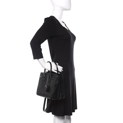 Saint Laurent Calfskin Crocodile Embossed Baby Sac De Jour Black 3 of 9