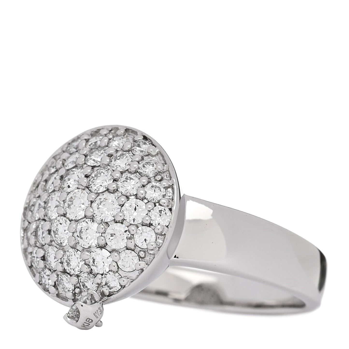 18K White Gold Diamond .60ctw Round Pave Charm Ring  53 6.25