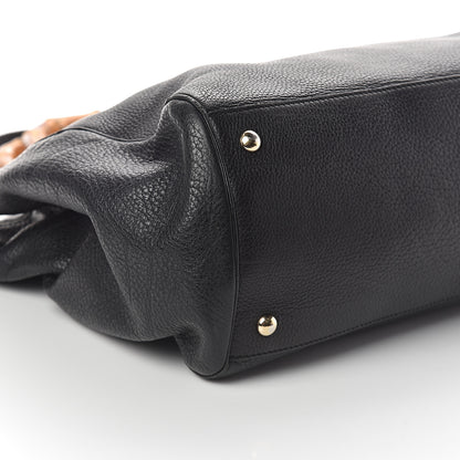 Gucci Calfskin Large Bamboo Shopper Tote Black 8 of 9