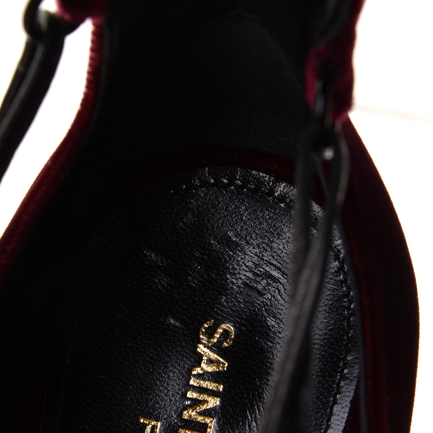 Saint Laurent Velluto Master Lace Up Tribute 105 Platform Sandals 36.5 Burgundy 9 of 13