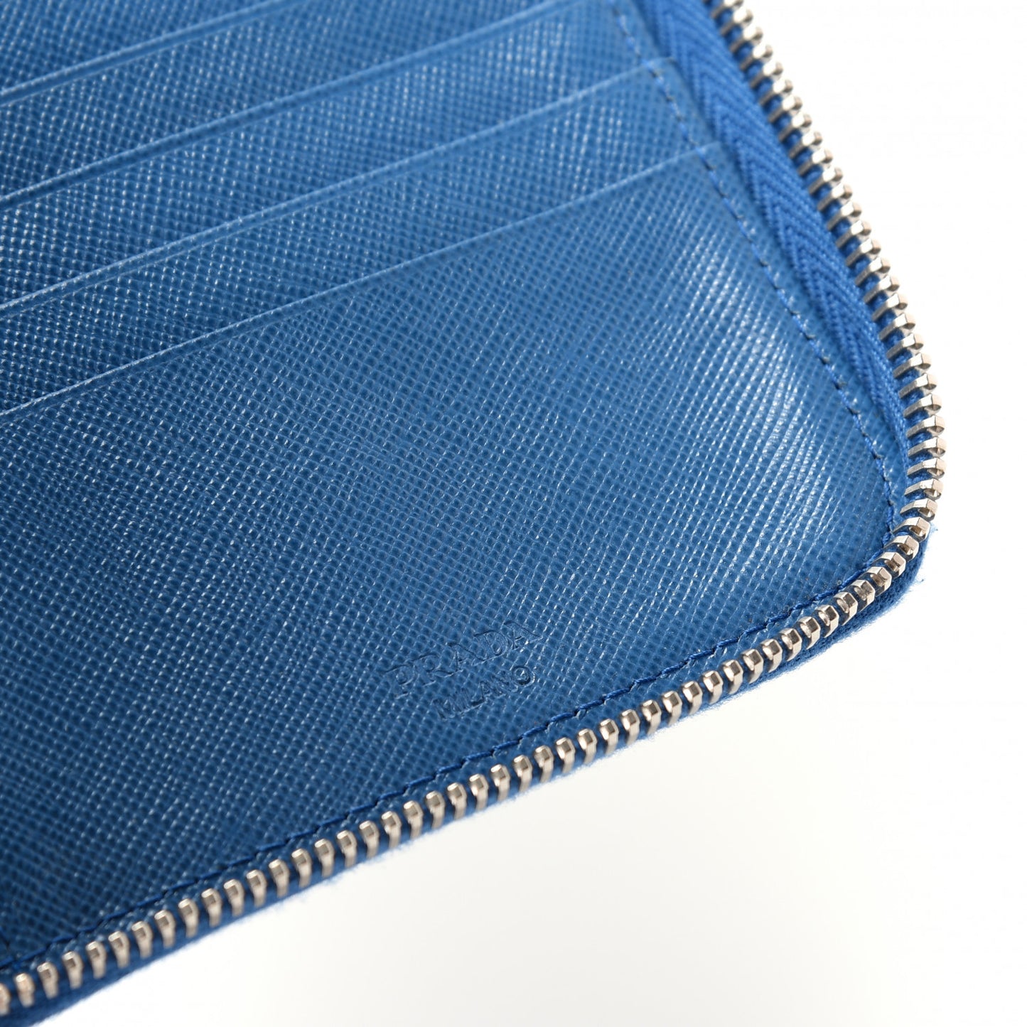 Saffiano Zip Around Portfolio Wallet Azzurro