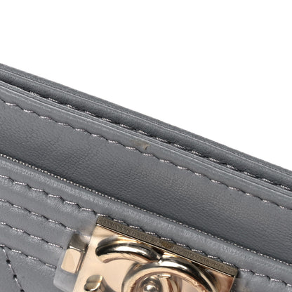 Chanel Lambskin Quilted Boy Card Holder Grey 11 of 12