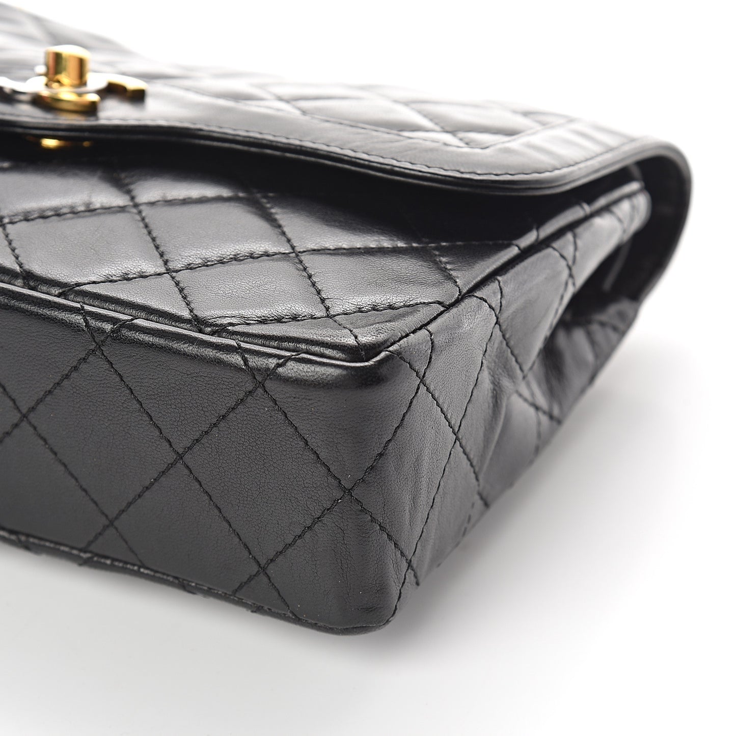 Lambskin Quilted Small Double Flap Black