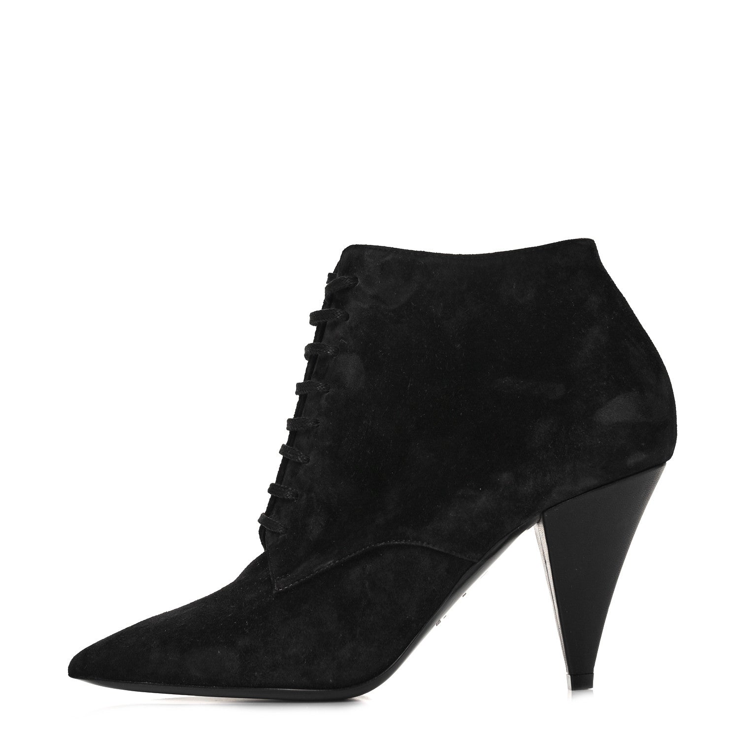 Saint Laurent Suede Kiki Lace-Up Ankle Boot 38 Black 1 of 9