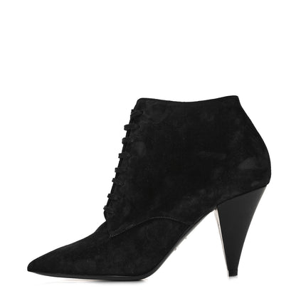 Saint Laurent Suede Kiki Lace-Up Ankle Boot 38 Black 1 of 9