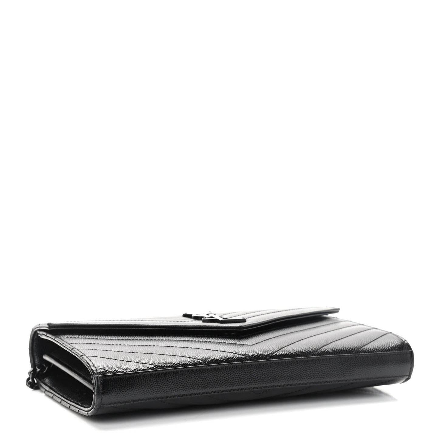 Grain De Poudre Matelasse Chevron Monogram Chain Wallet Black
