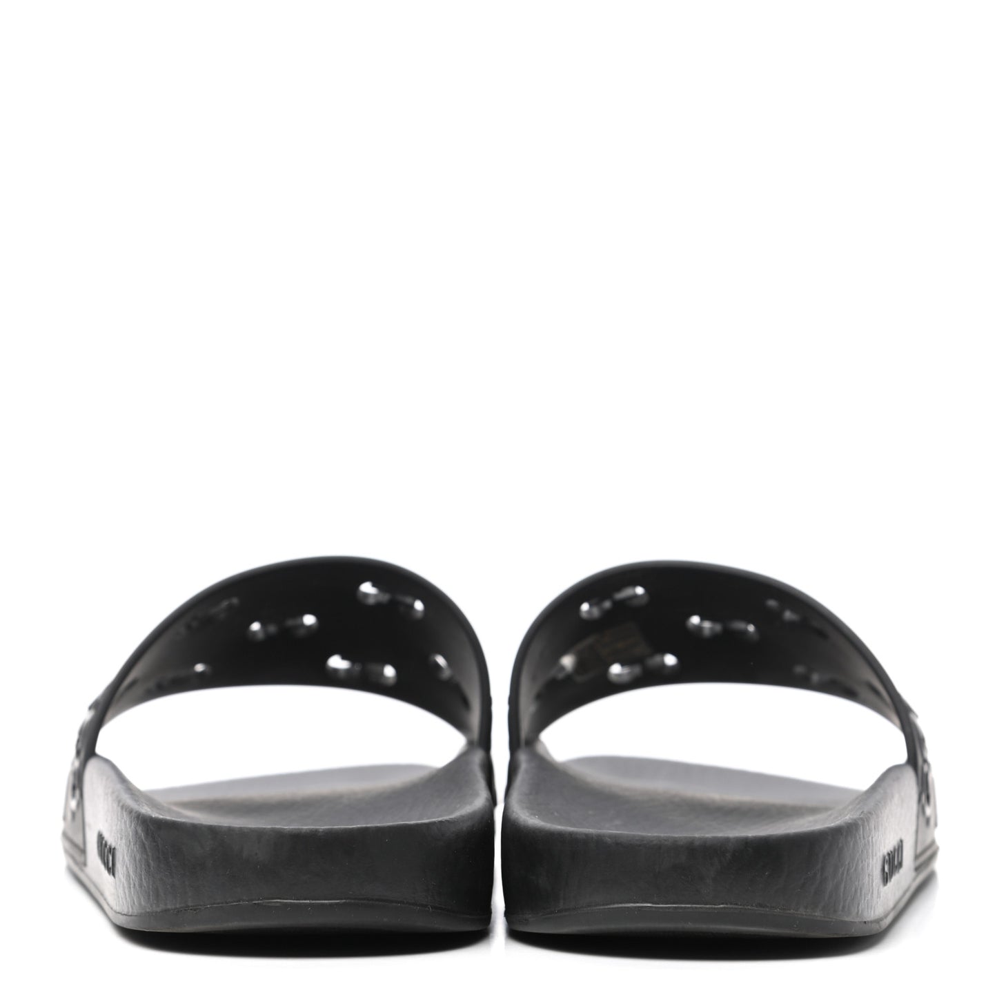 Rubber GG Monogram Perforated Womens Slide Sandals 40 Black