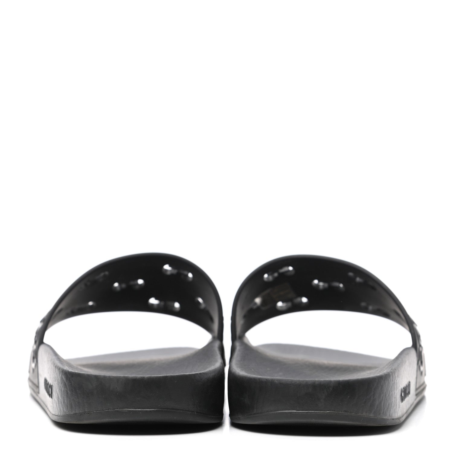 Gucci Rubber GG Monogram Perforated Womens Slide Sandals 40 Black 4 of 7