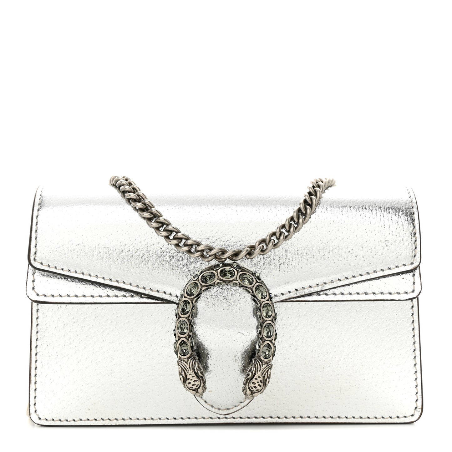 Metallic Calfskin Super Mini Dionysus Shoulder Bag Silver