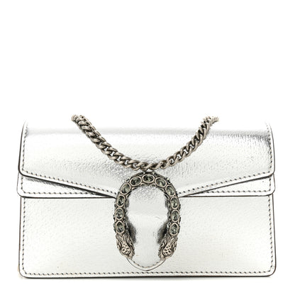 Gucci Metallic Calfskin Super Mini Dionysus Shoulder Bag Silver 1 of 10