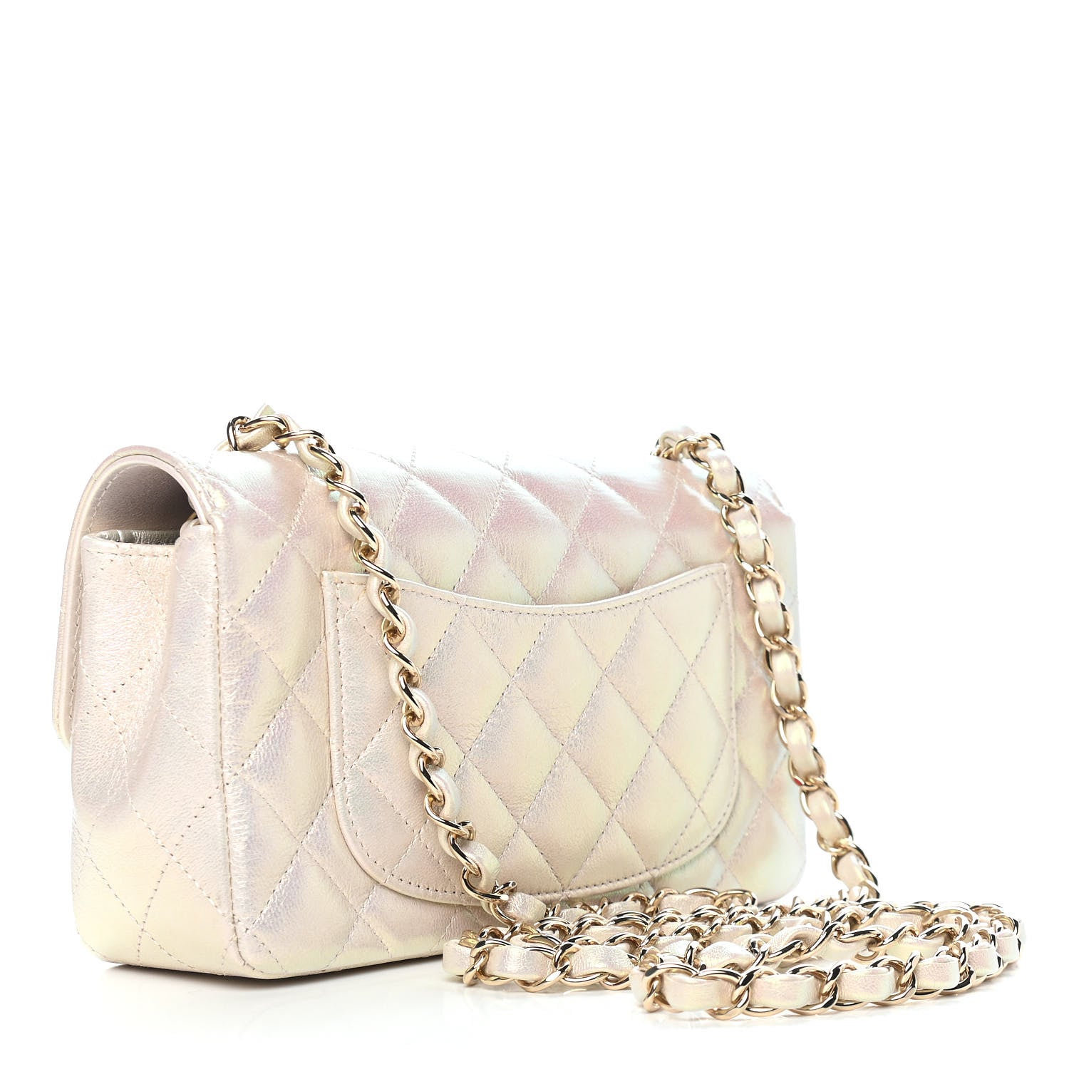 Chanel Iridescent Lambskin Quilted Mini Rectangular Flap Ivory 3 of 9
