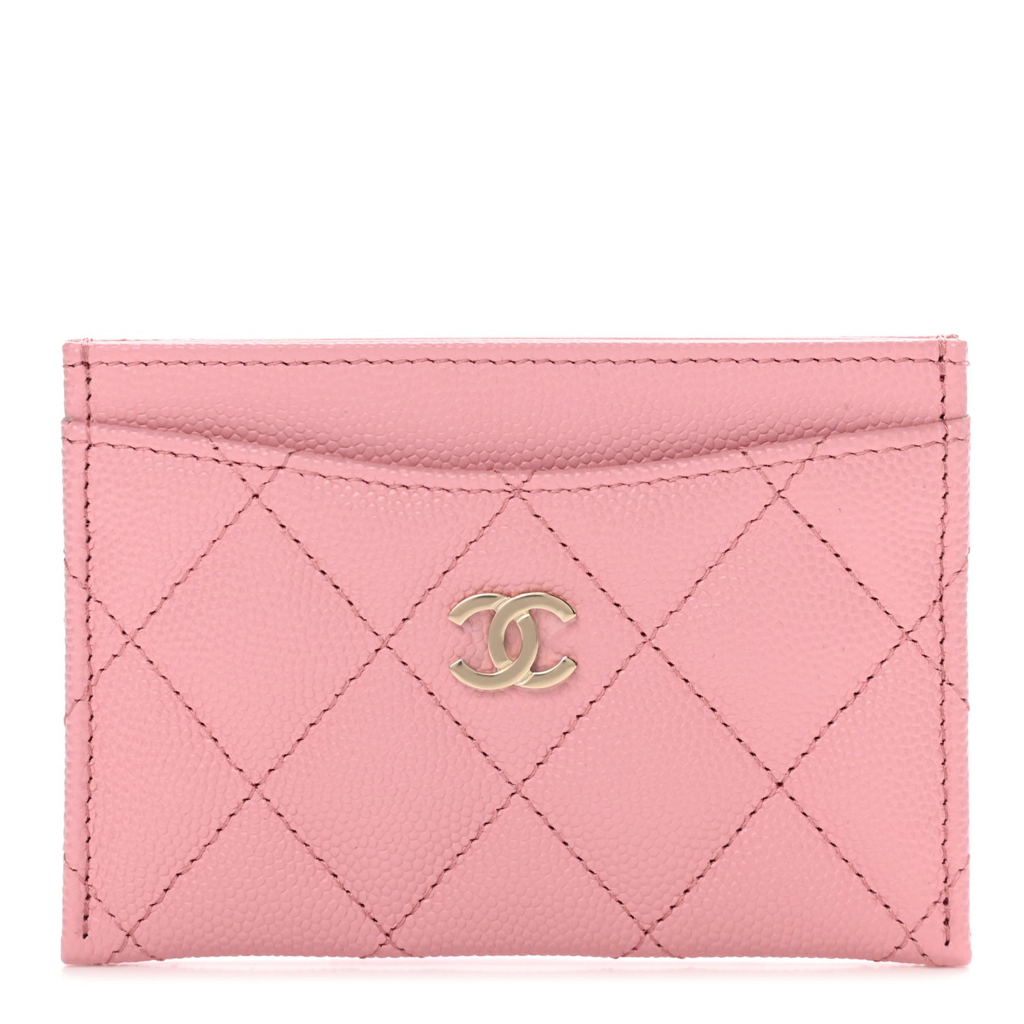 Caviar Quilted Card Holder Pink