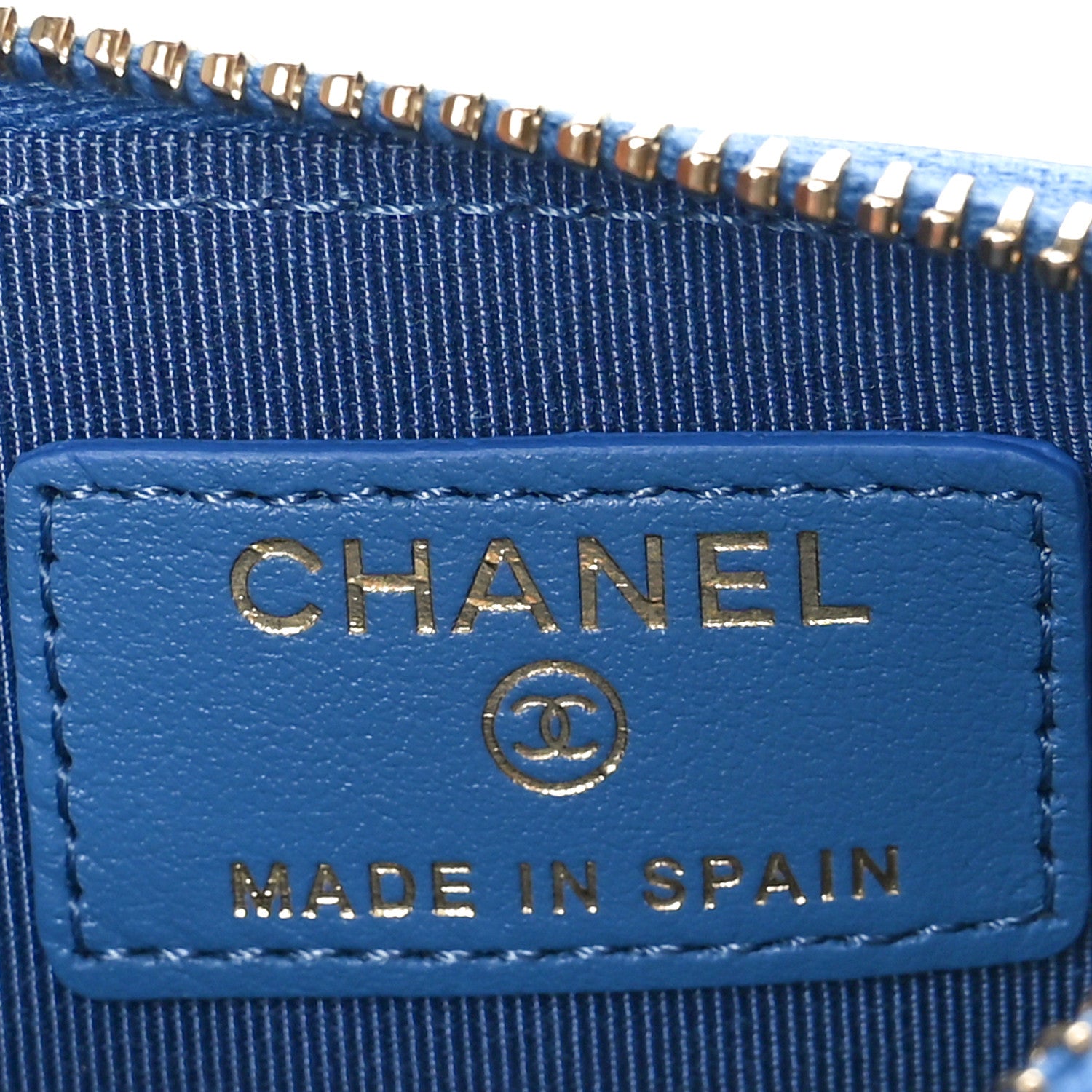 Chanel Caviar Quilted CC Zip Card Holder Blue 7 of 9