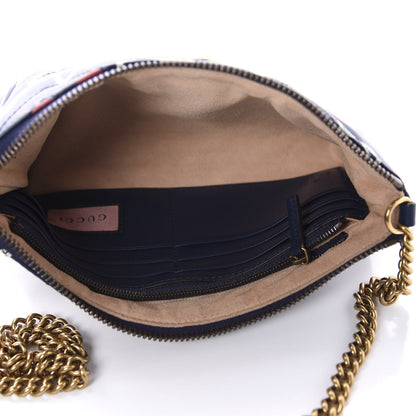 Gucci Calfskin Matelasse GucciGhost Mini GG Marmont Chain Bag Blue Agata Hibiscus Red 5 of 10