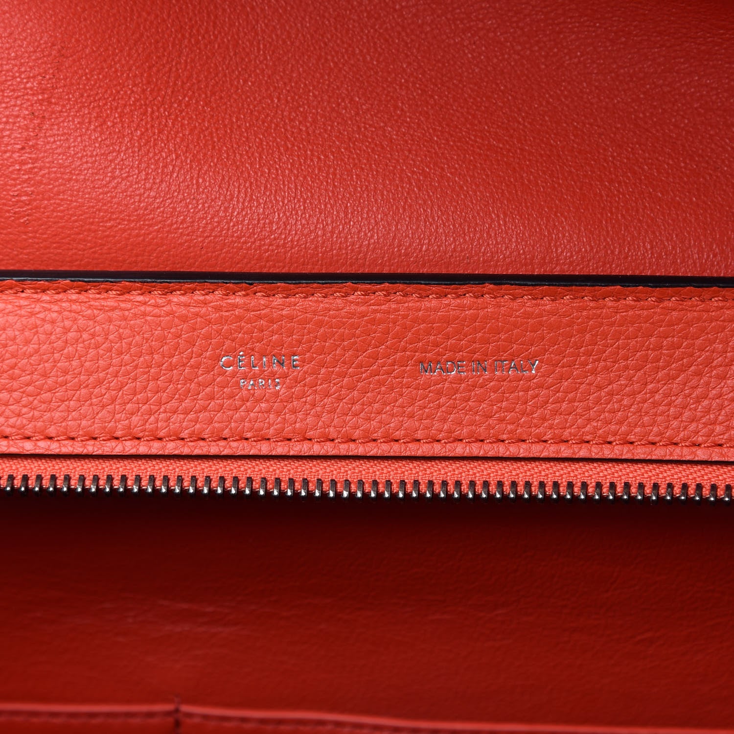 Celine Drummed Calfskin Suede Medium Trapeze Coquelicot 8 of 9