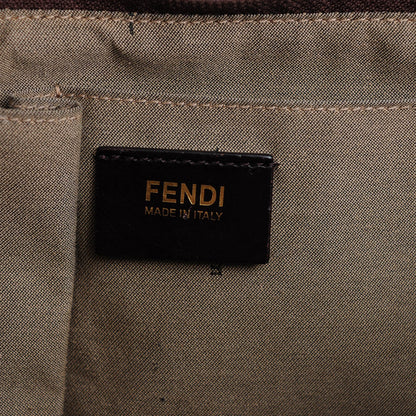 Fendi Zucchino Spalmati Vitello Large Charm Shopper Tote Nocciola Castagna 6 of 8