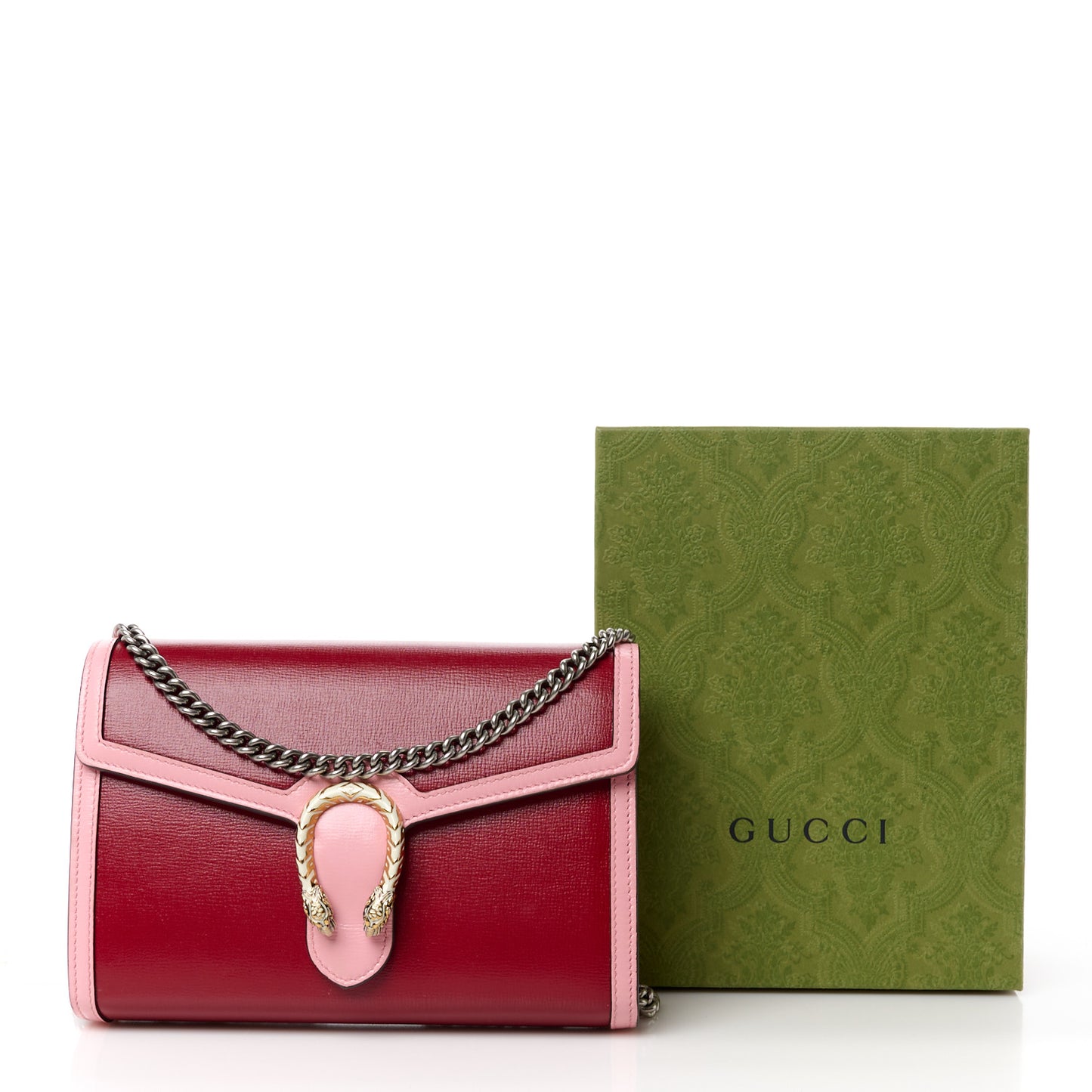 Azalea Calfskin Enamel Mini Dionysus Chain Wallet New Cherry Red Wild Rose Off White